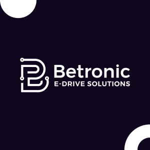 Ontwerp van een ingewikkeld logo voor Betronic E-Drive Solutions, indirect door hoekige witte accenten.
