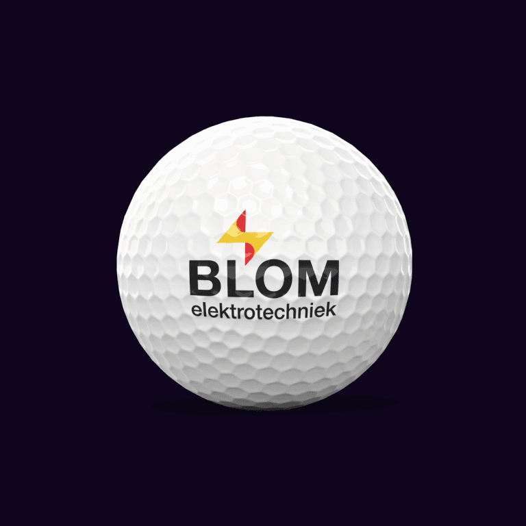 Laat je merk opvallen met ons logo-ontwerp, zoals op deze golfbal voor Blom Elektrotechniek. StudioVIV.